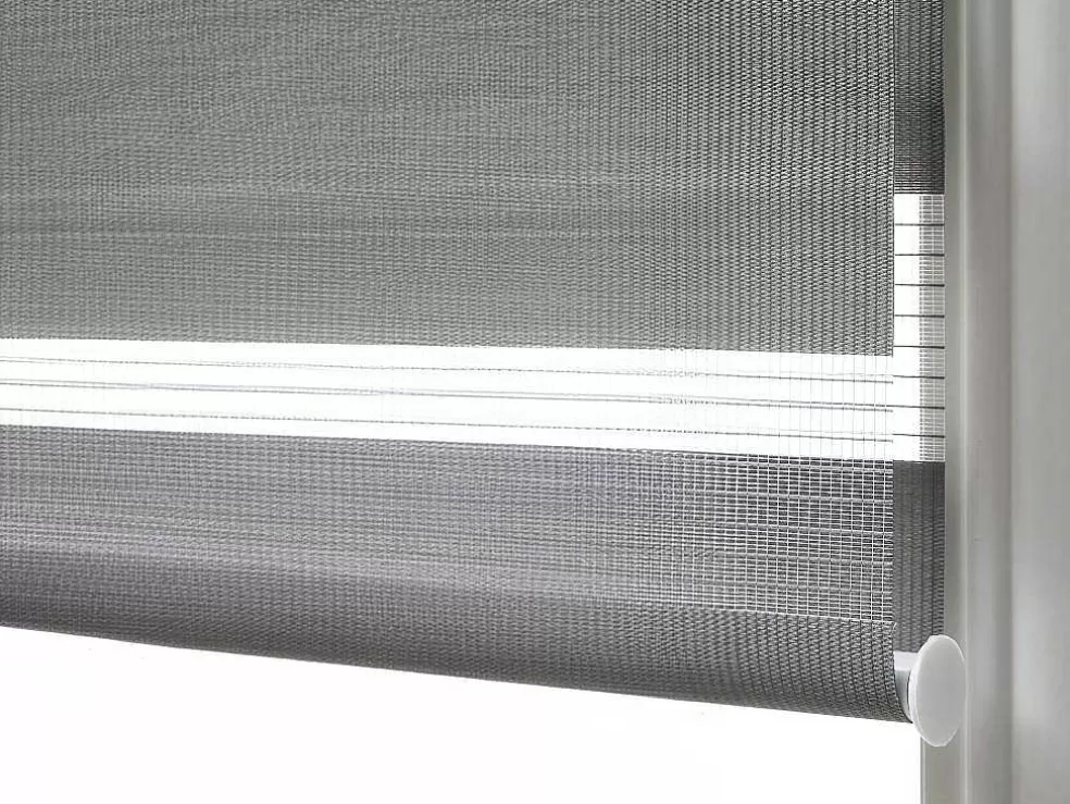 Vente-unique Estore De Rolo Dia/Noite Em Poliester - 120 X 180 Cm - Cinza - Barili* Persianas De Interior