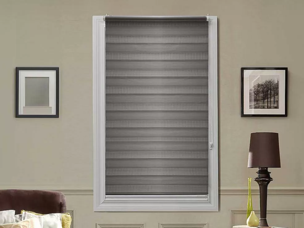 Vente-unique Estore Enrolador Dia/Noite Em Poliester - 90 X 180 Cm - Cinza - Barili* Persianas De Interior
