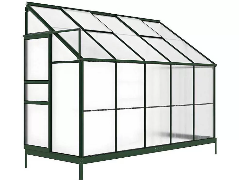 EXPERTLAND Estufa De Jardim Com Apoio De Parede Em Policarbonato De 3.7 M Calice Ii Com Base - Verde* Estufas De Jardim