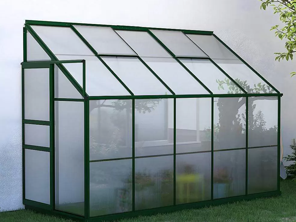 EXPERTLAND Estufa De Jardim Com Apoio De Parede Em Policarbonato De 3.7 M Calice Ii Com Base - Verde* Estufas De Jardim