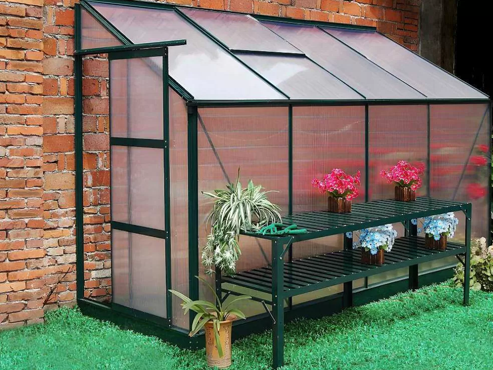 EXPERTLAND Estufa De Jardim Com Apoio De Parede Em Policarbonato De 2.9 M Zenais Com Base* Estufas De Jardim