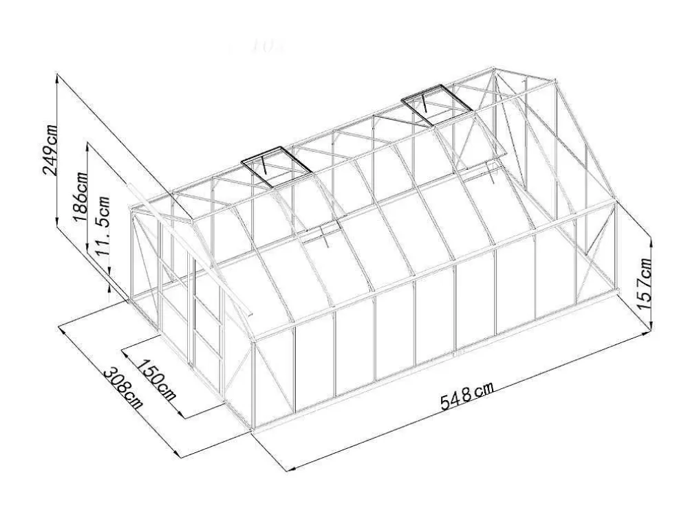 EXPERTLAND Estufa De Jardim Em Policarbonato De 16,8 M Com Base - Ixora* Estufas De Jardim