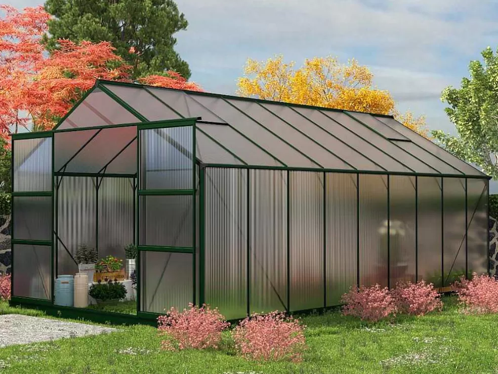 EXPERTLAND Estufa De Jardim Em Policarbonato De 16,8 M Com Base - Ixora* Estufas De Jardim