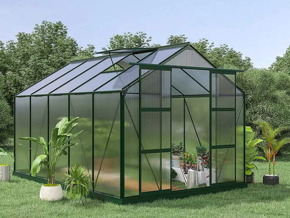EXPERTLAND Estufa De Jardim Em Policarbonato De 9 M Corolle Ii Com Base - Verde* Estufas De Jardim