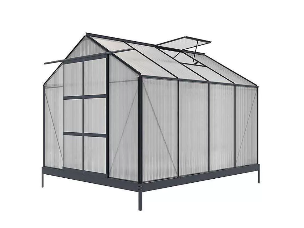 EXPERTLAND Estufa De Jardim Em Policarbonato De 7.5 M Greenea Ii Com Base - Antracite* Estufas De Jardim