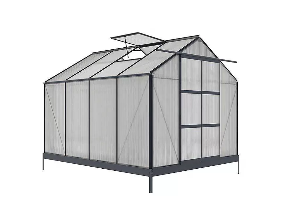 EXPERTLAND Estufa De Jardim Em Policarbonato De 7.5 M Greenea Ii Com Base - Antracite* Estufas De Jardim