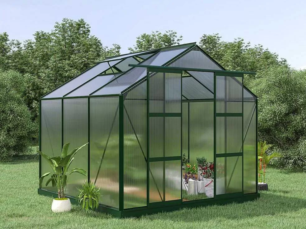 EXPERTLAND Estufa De Jardim Em Policarbonato De 5.9M Anissa Com Base* Estufas De Jardim