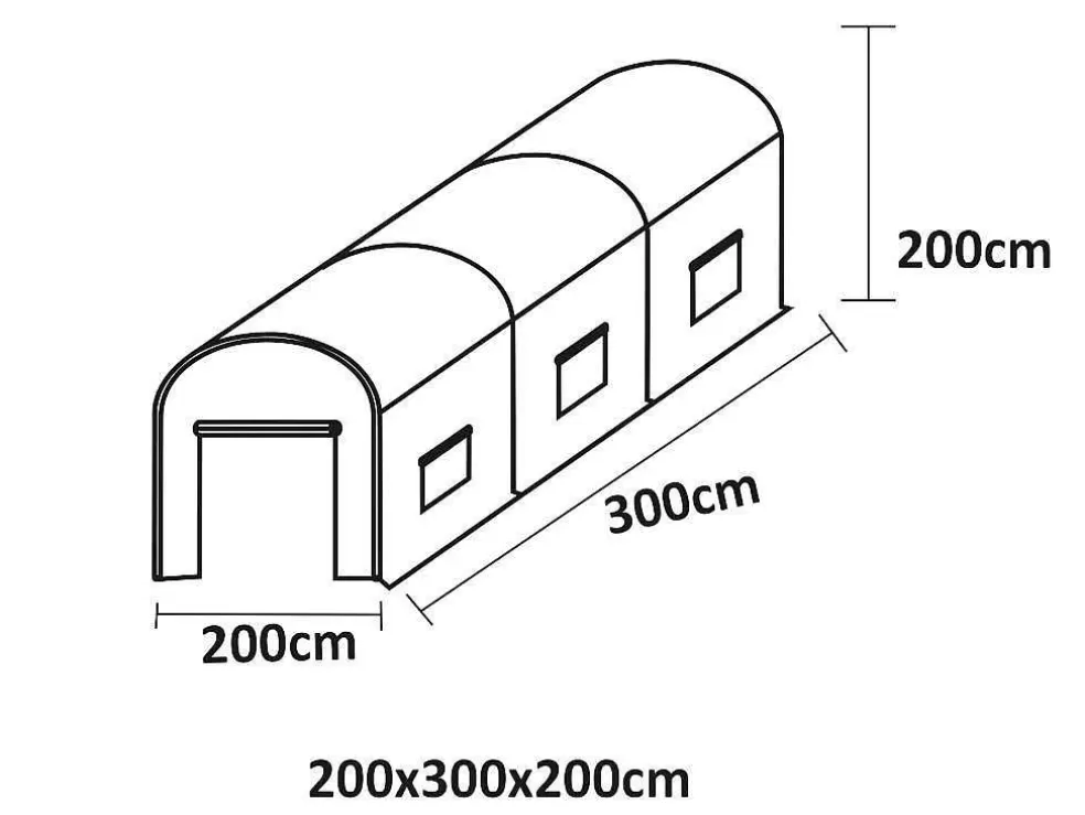 EXPERTLAND Estufa Em Tunel Ipomea 6M - Comp.300 X Larg.200 X Alt.200 Cm* Estufas De Jardim