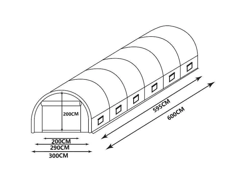 EXPERTLAND Estufa Em Tunel Ipomea 18M - Comp.600 X Larg.300 X Alt.200 Cm* Estufas De Jardim