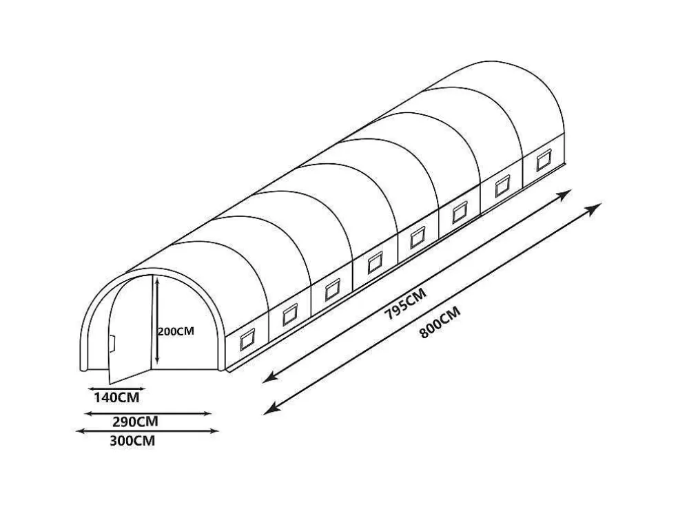 EXPERTLAND Estufa Estilo Tunel Com Estrutura Em Aco E Porta 24 M , C300 X L800 X A200 Cm - Alocasia* Estufas De Jardim
