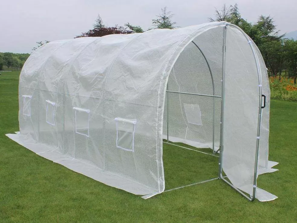 EXPERTLAND Estufa Tunel Com Estrutura Em Aco Galvanizado E Porta De 9 M , C450 X L200 X A200 Cm - Alocasia* Estufas De Jardim