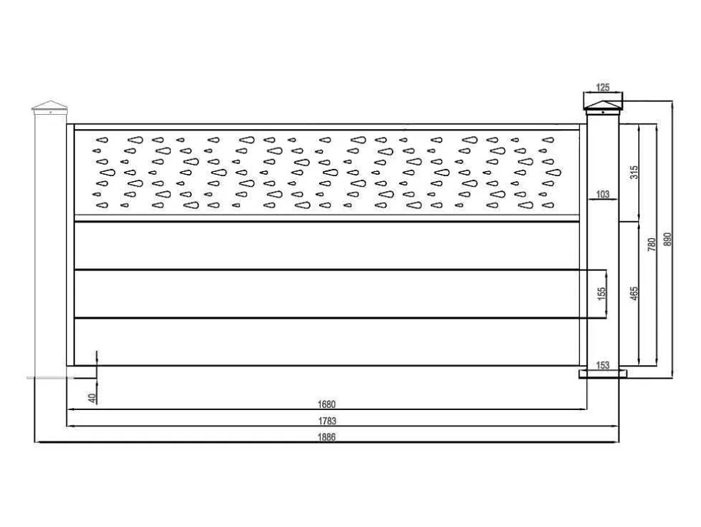 EXPERTLAND Extensao De Cerca De Pousar A89Xl178,3 Cm Aluminio Antracite Com Motivos - Bazio* Canico E Cerca
