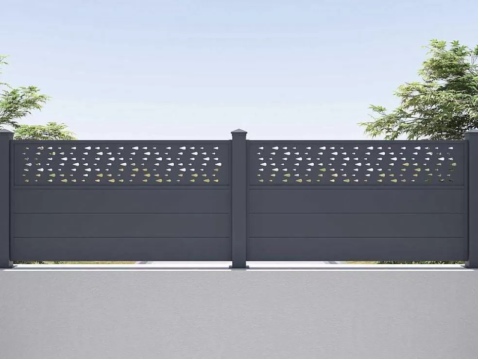 EXPERTLAND Extensao De Cerca De Pousar A89Xl178,3 Cm Aluminio Antracite Com Motivos - Bazio* Canico E Cerca