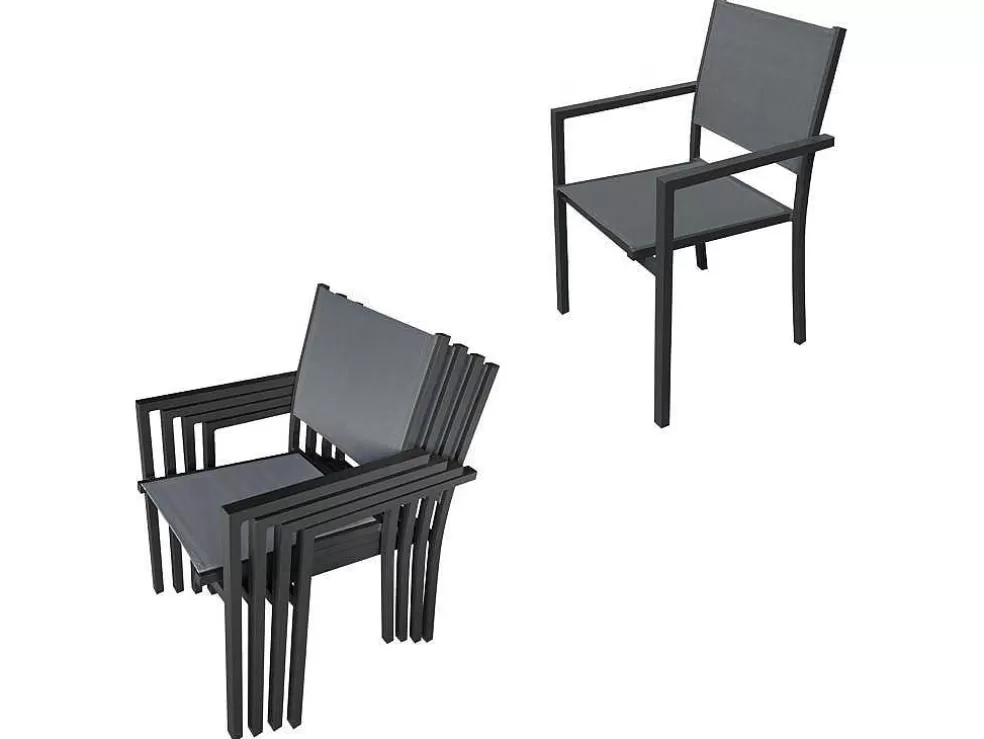 Happy Garden Firenze Conjunto De Moveis De Jardim Extensiveis Em Cinzento Têxtileno 8 Lugares - Antracite De Aluminio* Conjunto Mesa E Cadeiras De Jardim