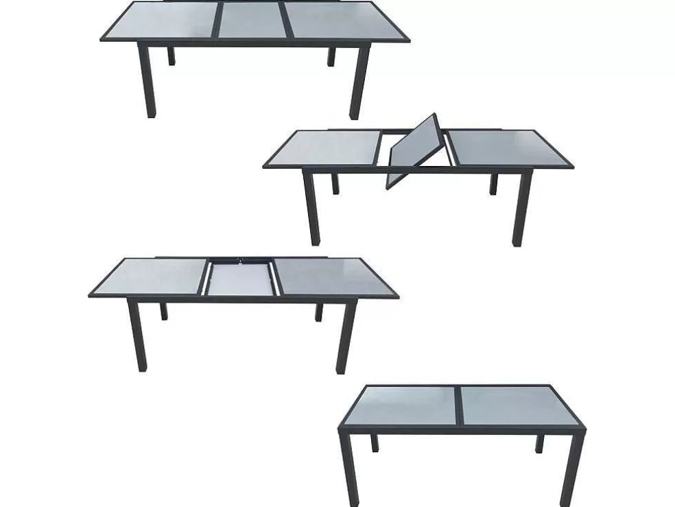 Happy Garden Firenze Conjunto De Moveis De Jardim Extensiveis Em Cinzento Têxtileno 8 Lugares - Antracite De Aluminio* Conjunto Mesa E Cadeiras De Jardim