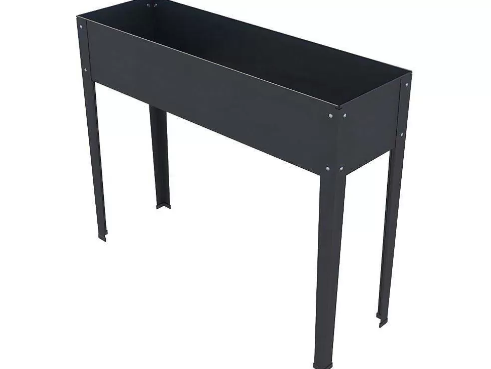 Vente-unique Floreira Com Pernas Em Aco Cinza De C100 X L30 X A80 Cm - Ygos* Floreira