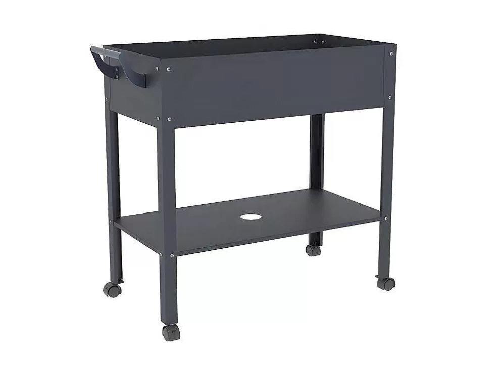 Vente-unique Floreira Com Rodizios Em Aco Cinza De C90,5 X L43 X A83 Cm - Melisse* Floreira