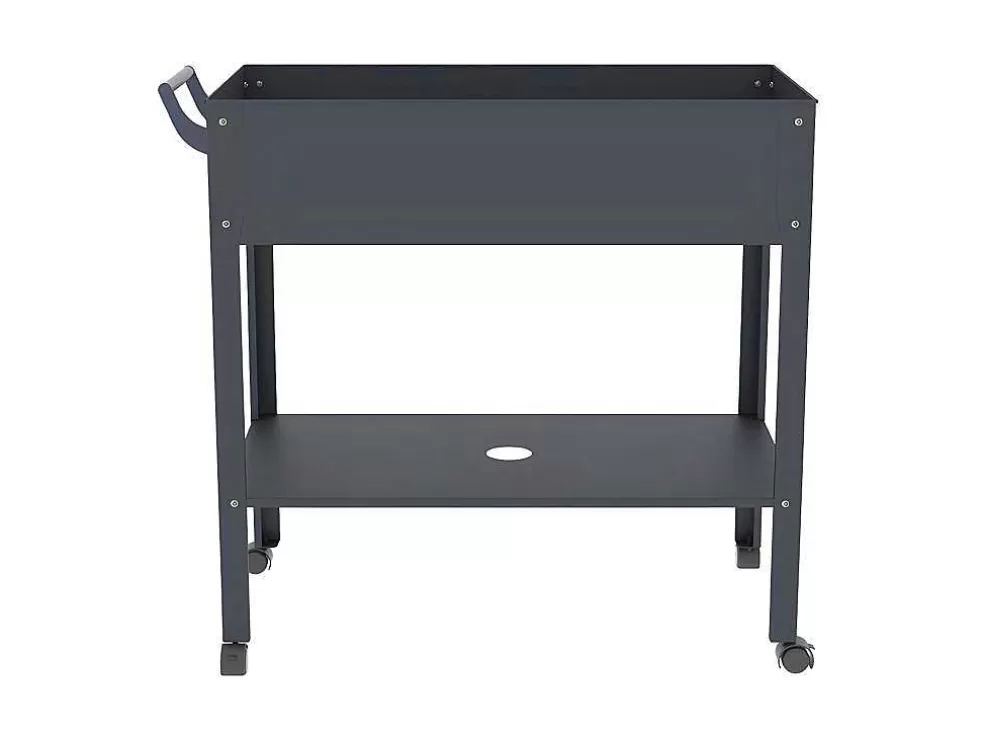 Vente-unique Floreira Com Rodizios Em Aco Cinza De C90,5 X L43 X A83 Cm - Melisse* Floreira