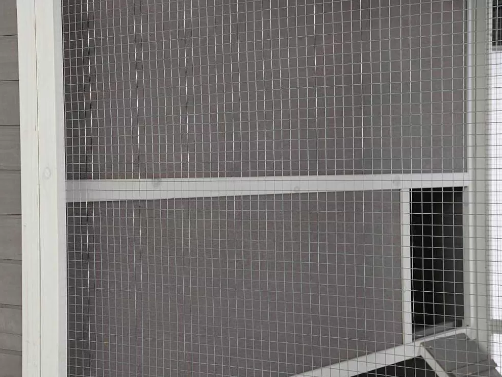 Vente-unique Galinheiro De Madeira Com Cercado, Para 10 Galinhas, C266 X L174 X A205 Cm Branco - Feras* Acessórios Para Animais De Estimação