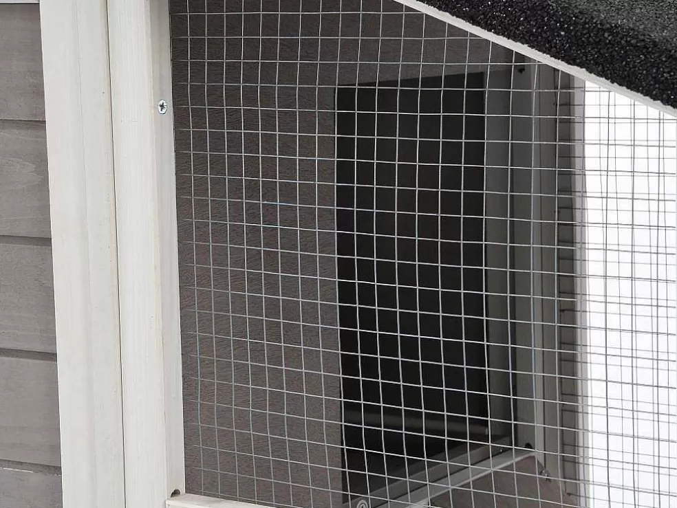 Vente-unique Galinheiro De Madeira Com Cercado, Para 4 Galinhas, C173 X L64 X A108 Cm Branco E Cinza - Levas* Acessórios Para Animais De Estimação