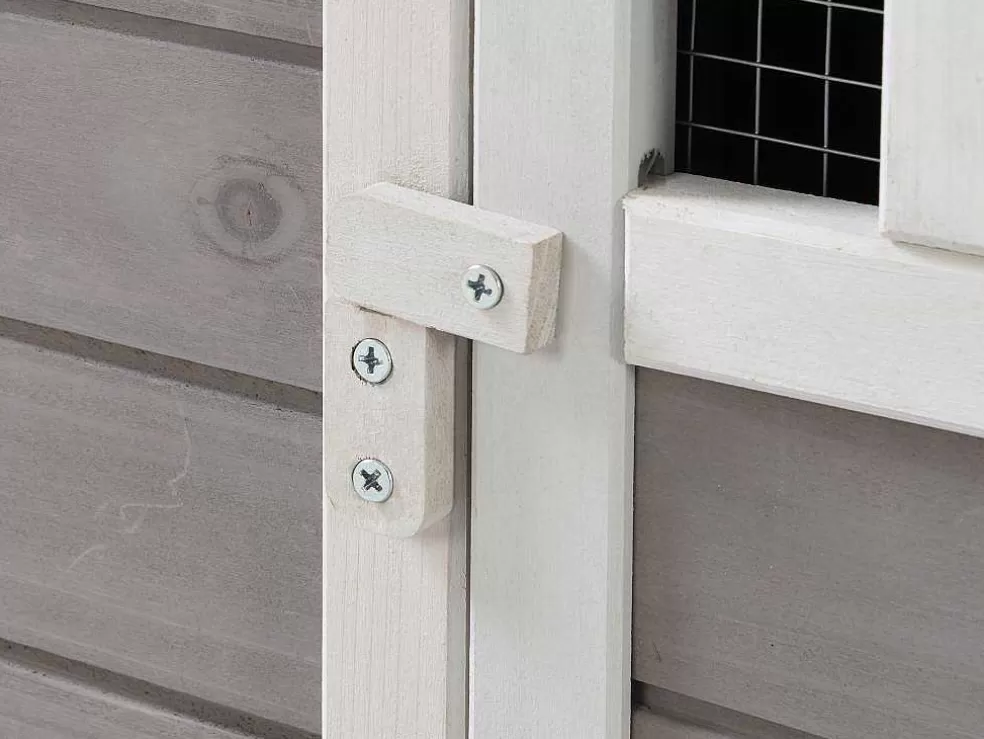 Vente-unique Galinheiro De Madeira Com Poedouro, Para 2 Galinhas, C106 X L64 X A71 Cm Branco E Cinza - Anser* Acessórios Para Animais De Estimação