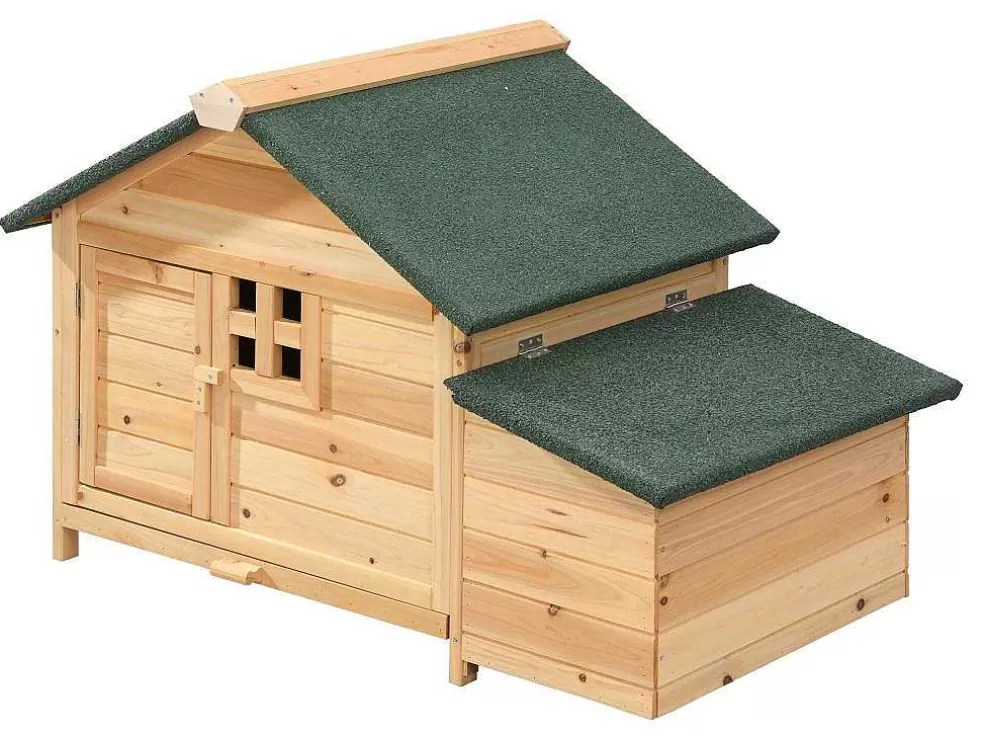 Vente-unique Galinheiro Em Madeira Com Poedouro Para 2 Galinhas C. 106 X L. 64 X A. 71 Cm Natural - Anser* Acessórios Para Animais De Estimação