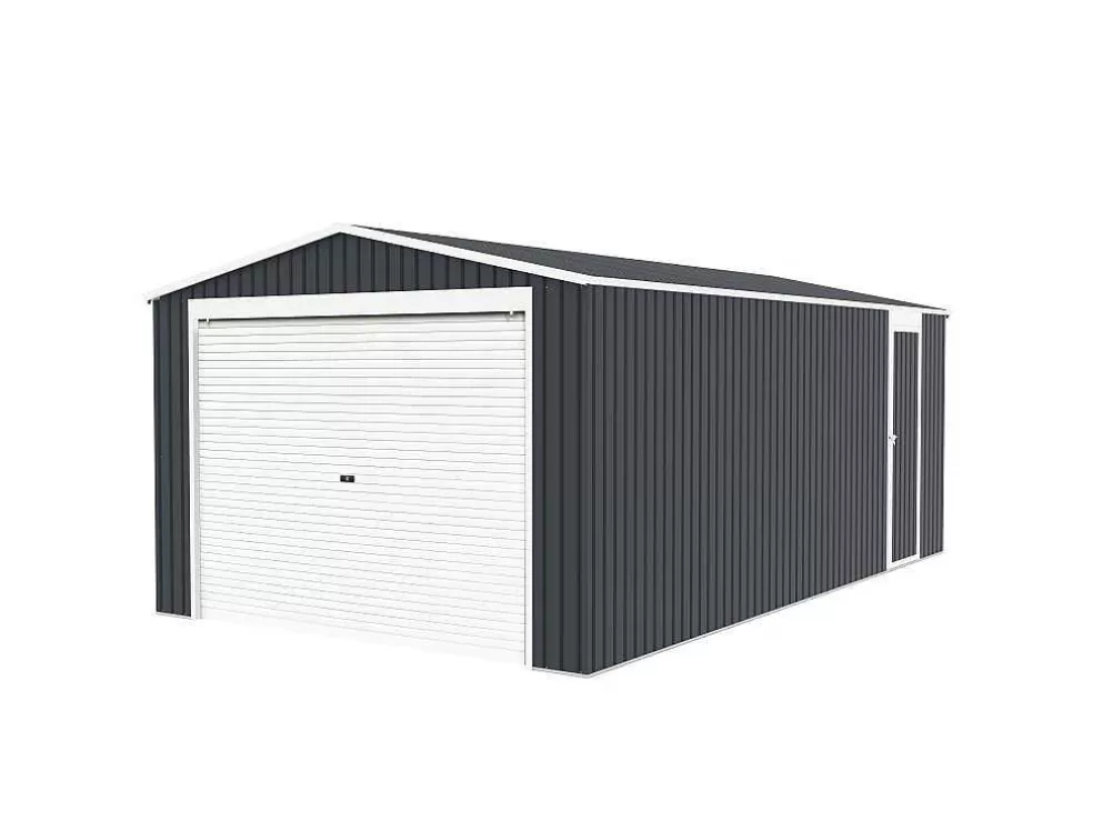 EXPERTLAND Garagem Em Aco Galvanizado Com Porta De Enrolar Cinza 19,5 M - Octou* Garagem