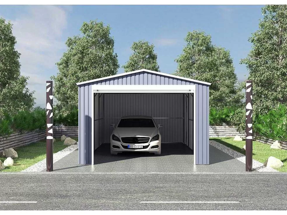 EXPERTLAND Garagem Em Aco Galvanizado Com Porta De Enrolar Cinza 19,5 M - Octou* Garagem