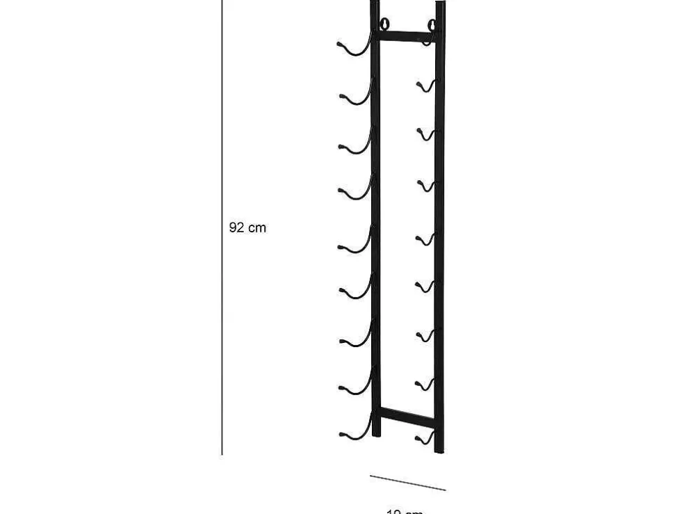 OZAIA Garrafeira De Parede, 9 Garrafas, L19 X A92 Cm Metal Preto - Routal* Acessórios De Arrumação