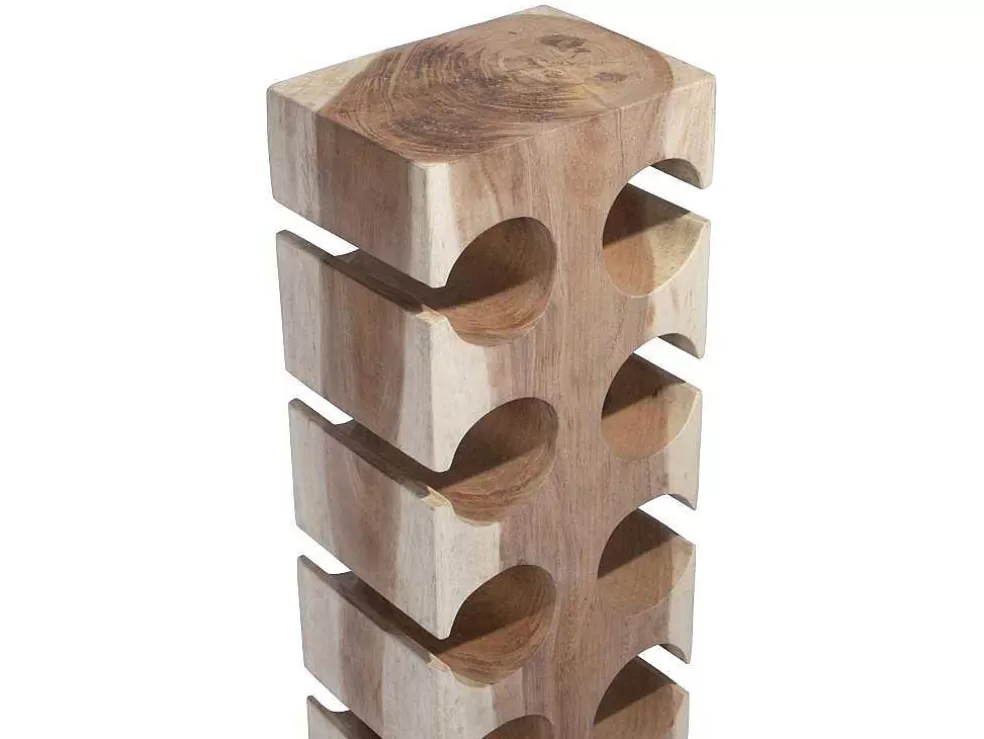 OZAIA Garrafeira Em Madeira De Suar Para 10 Garrafas De C. 19 X L. 27 X A. 70 Cm Cor Natural - Cagayan* Acessórios De Arrumação