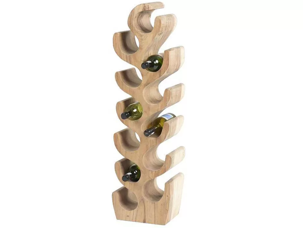 OZAIA Garrafeira Em Madeira De Suar Para 12 Garrafas De C. 28 X L. 19 X A. 100 Cm Cor Natural - Guimaras* Acessórios De Arrumação