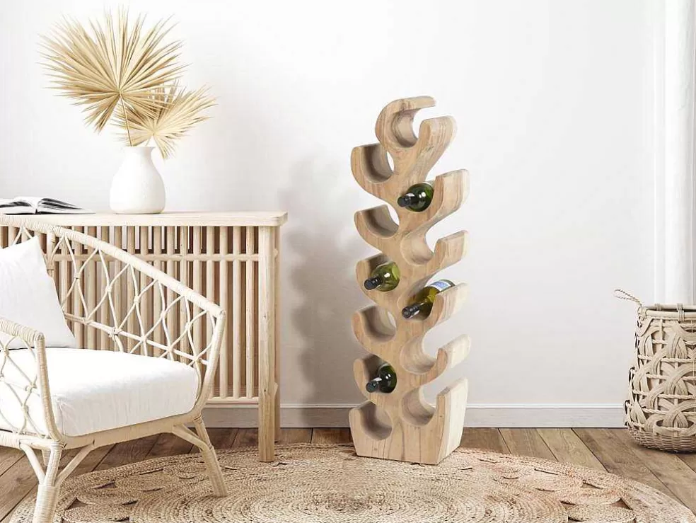 OZAIA Garrafeira Em Madeira De Suar Para 12 Garrafas De C. 28 X L. 19 X A. 100 Cm Cor Natural - Guimaras* Acessórios De Arrumação