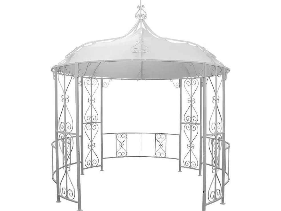 EXPERTLAND Gazebo De Jardim Em Metal Estilo Ferro Forjado D300 X A290 Cm Branco - Tilcara* Pérgola, Coreto, Quiosque
