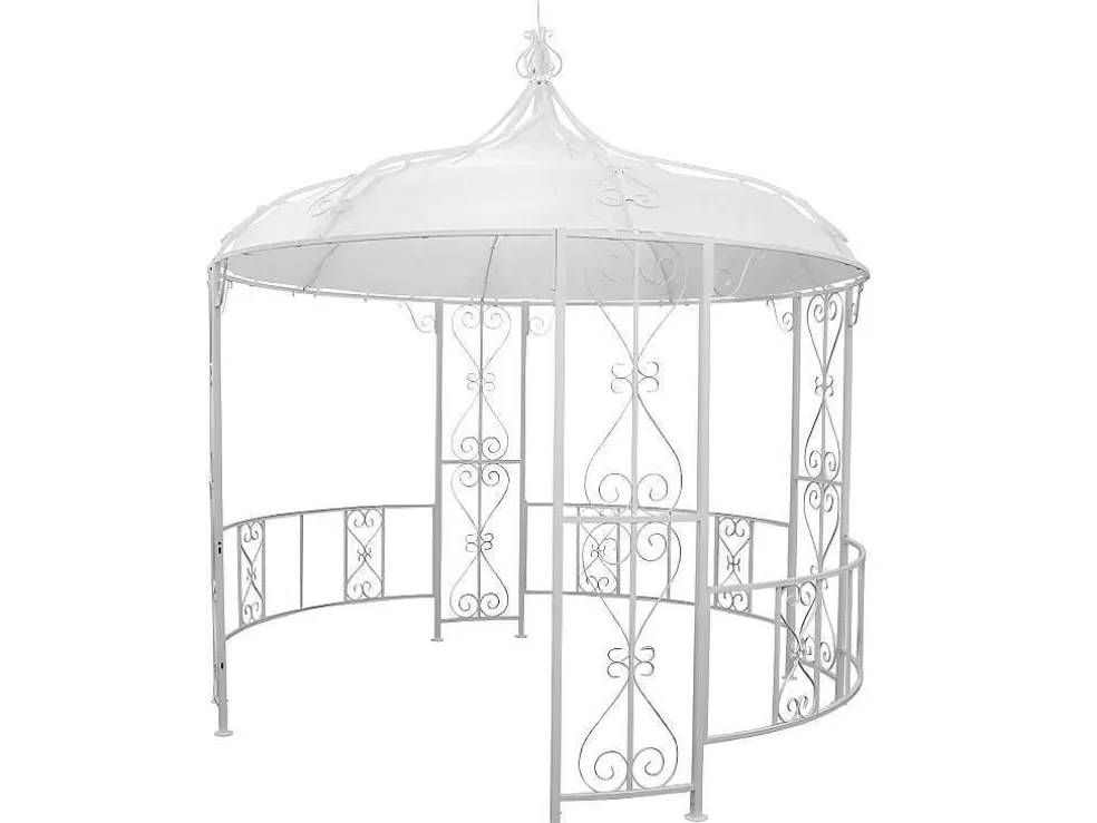 EXPERTLAND Gazebo De Jardim Em Metal Estilo Ferro Forjado D300 X A290 Cm Branco - Tilcara* Pérgola, Coreto, Quiosque