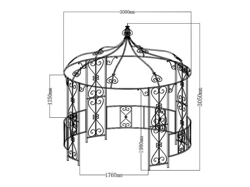 EXPERTLAND Gazebo De Jardim Tilcara Em Metal Feitio Ferro Forjado D300 X A290 Cm* Pérgola, Coreto, Quiosque