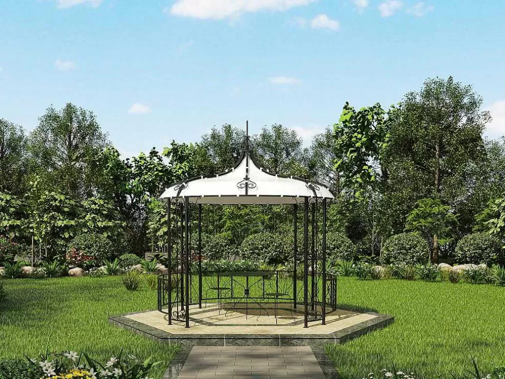 EXPERTLAND Gazebo De Jardim Tilcara Em Metal Feitio Ferro Forjado D300 X A290 Cm* Pérgola, Coreto, Quiosque