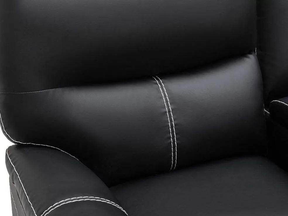 Vente-unique Grande Sofá De Canto Articulado Em Pele Sintética Preto - Canby* Sofá De Relaxamento Manual