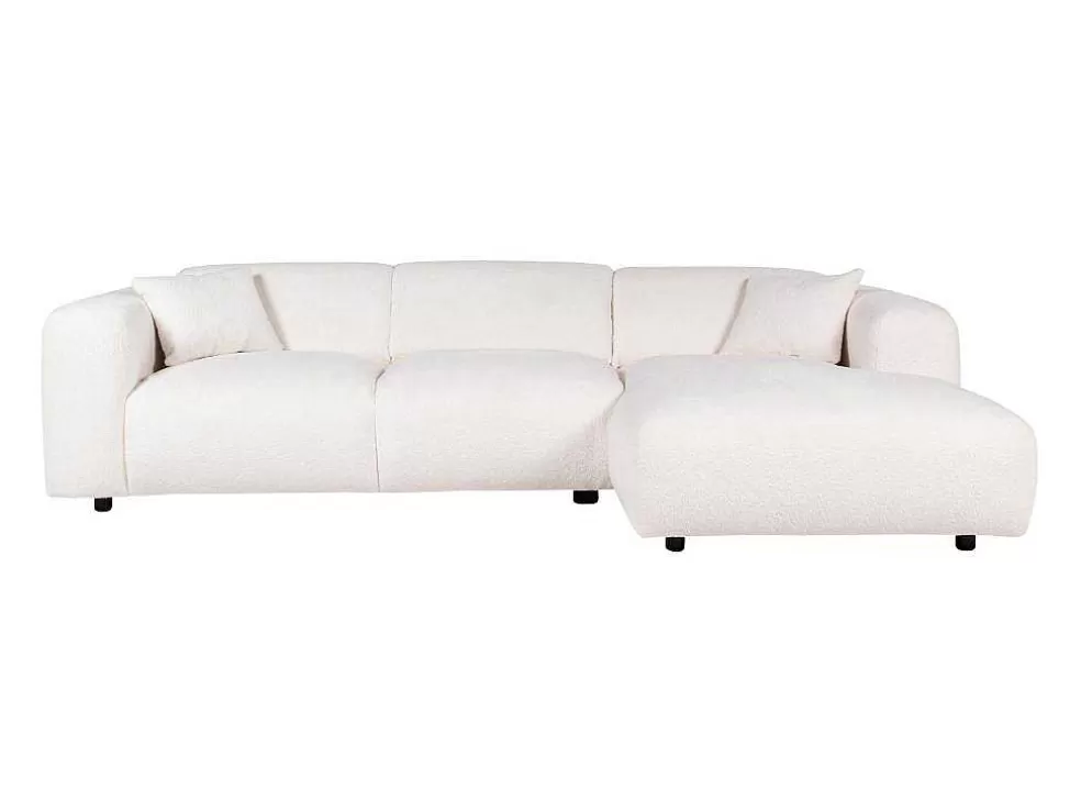 Maison Céphy Grande Sofá De Canto Direito Em Tecido Boucle Branco - Pogni* Sofá De Canto
