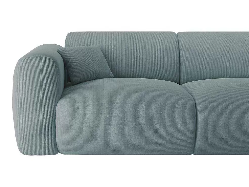 Maison Céphy Grande Sofá De Canto Direito Em Tecido Texturizado Azul - Pogni* Sofá De Canto