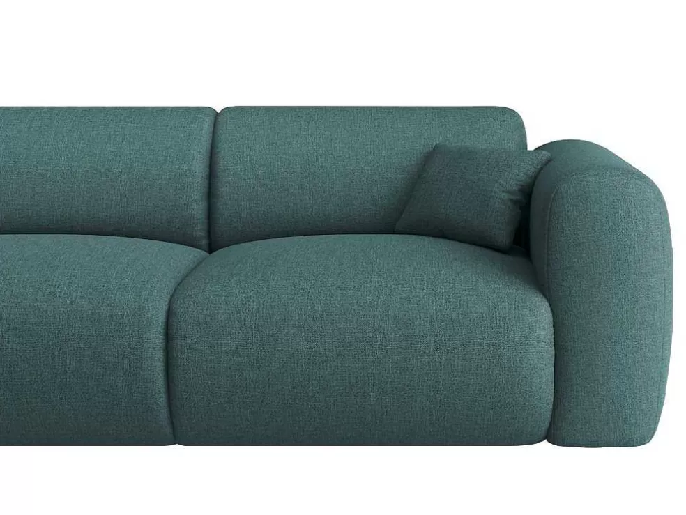 Maison Céphy Grande Sofá De Canto Esquerdo Em Tecido Azul Matizado - Pogni* Promoções Sofás & Poltronas