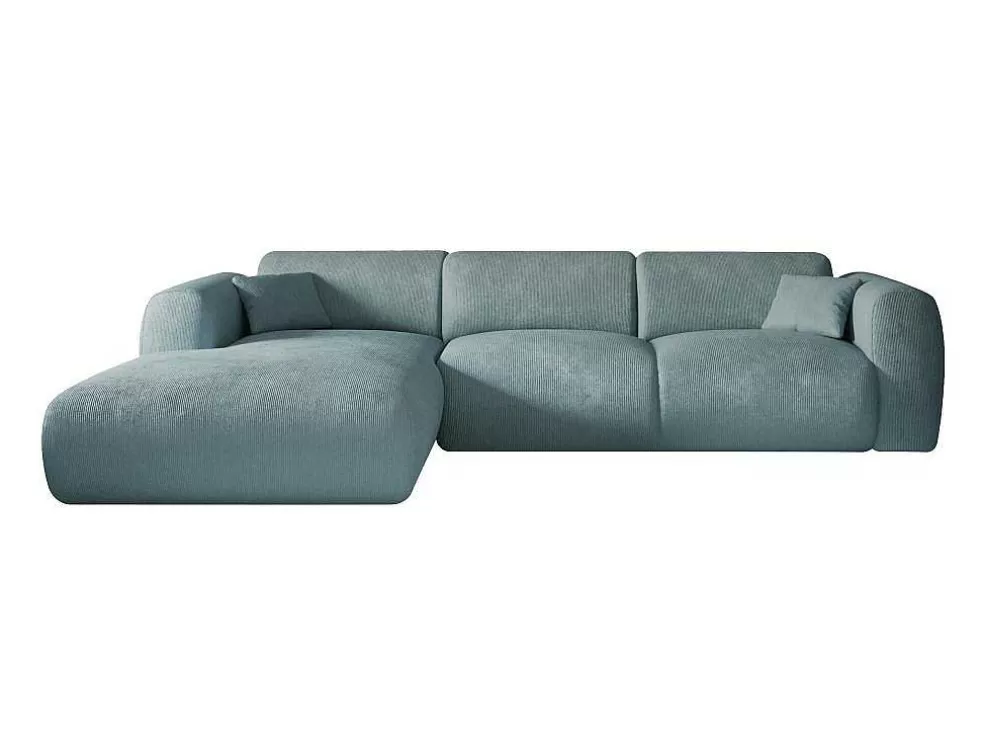 Maison Céphy Grande Sofá De Canto Esquerdo Em Tecido Texturizado Azul - Pogni* Promoções Sofás & Poltronas