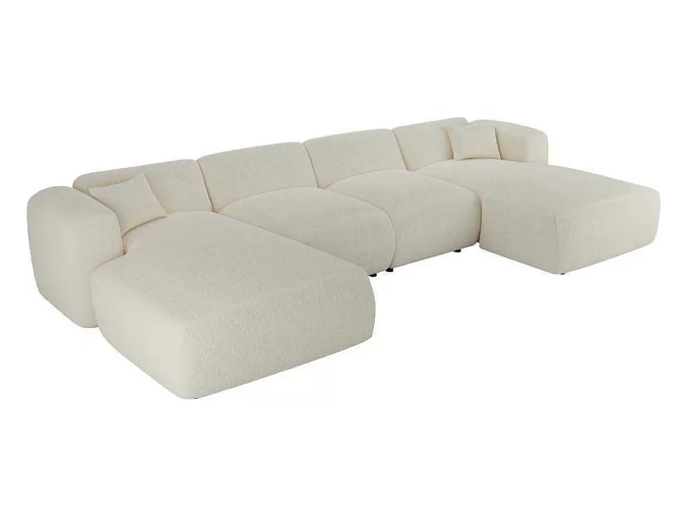Maison Céphy Grande Sofá De Canto Panorâmico Tecido Boucle Branco - Pogni De Maison Cephy* Promoções Sofás & Poltronas