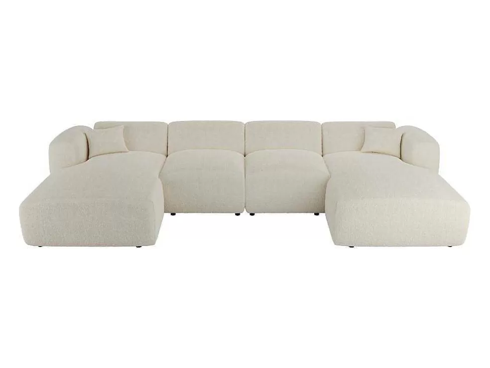 Maison Céphy Grande Sofá De Canto Panorâmico Tecido Boucle Branco - Pogni De Maison Cephy* Promoções Sofás & Poltronas