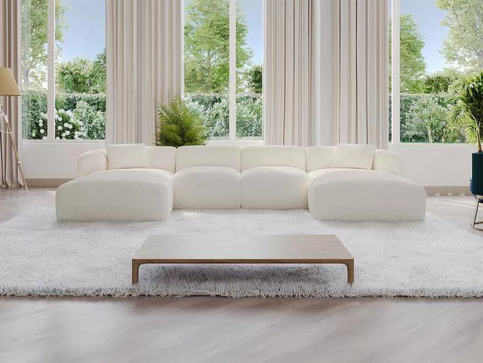 Maison Céphy Grande Sofá De Canto Panorâmico Tecido Boucle Branco - Pogni De Maison Cephy* Promoções Sofás & Poltronas