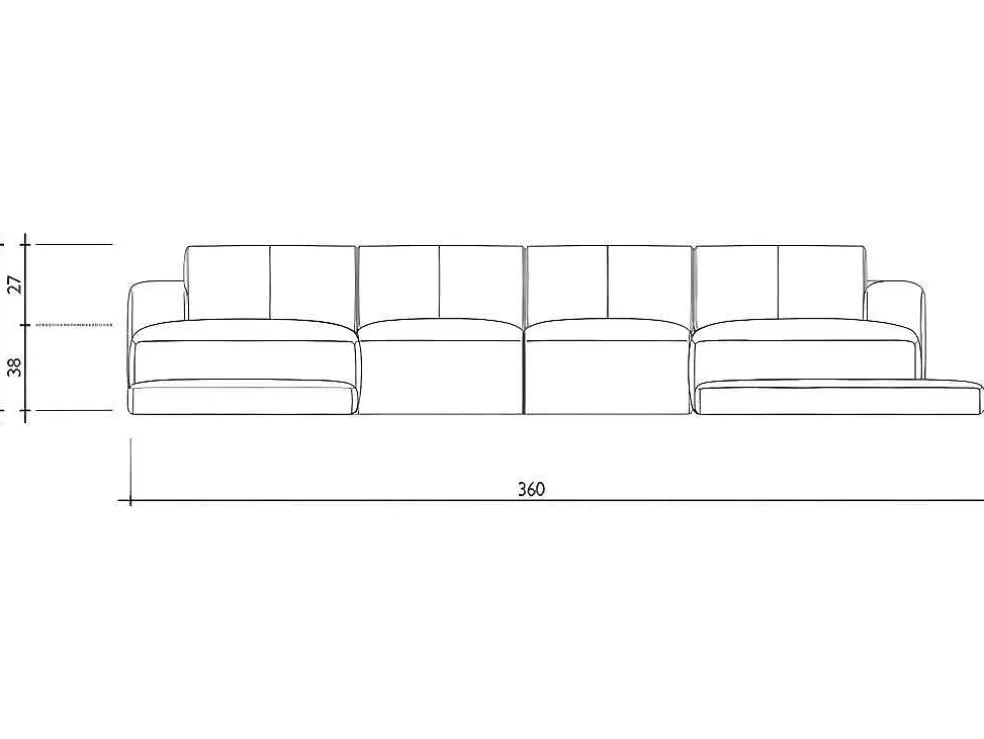 Vente-unique Grande Sofá Panorâmico 7 Lugares Em Pele Sintética Duas Cores: Cinzento E Branco - Scosy* Sofá