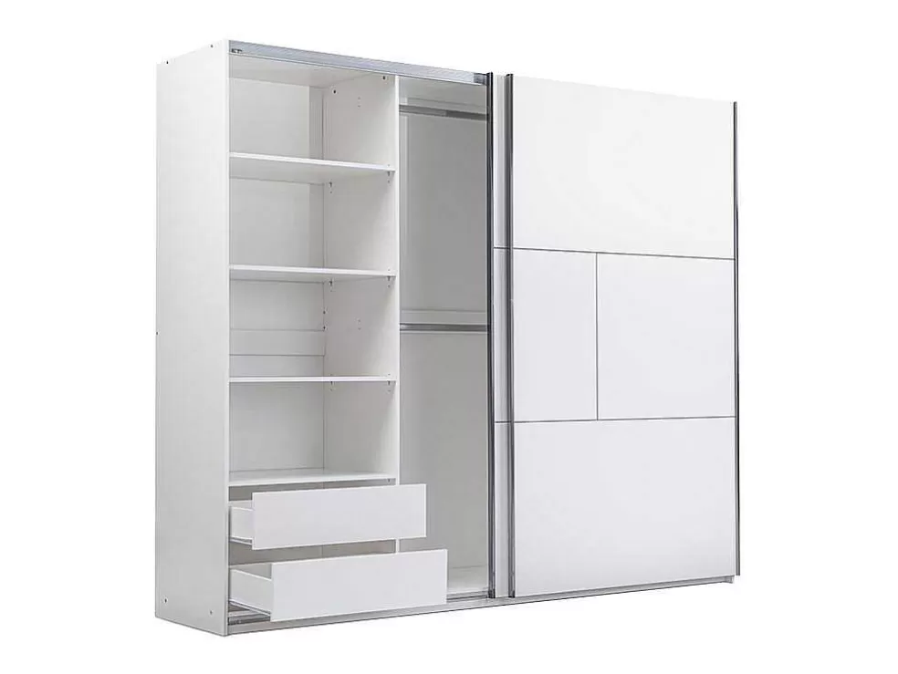 Vente-unique Guarda-Roupa 2 Portas De Correr, C250 Cm, Branco - Aniama* Armário E Roupeiro