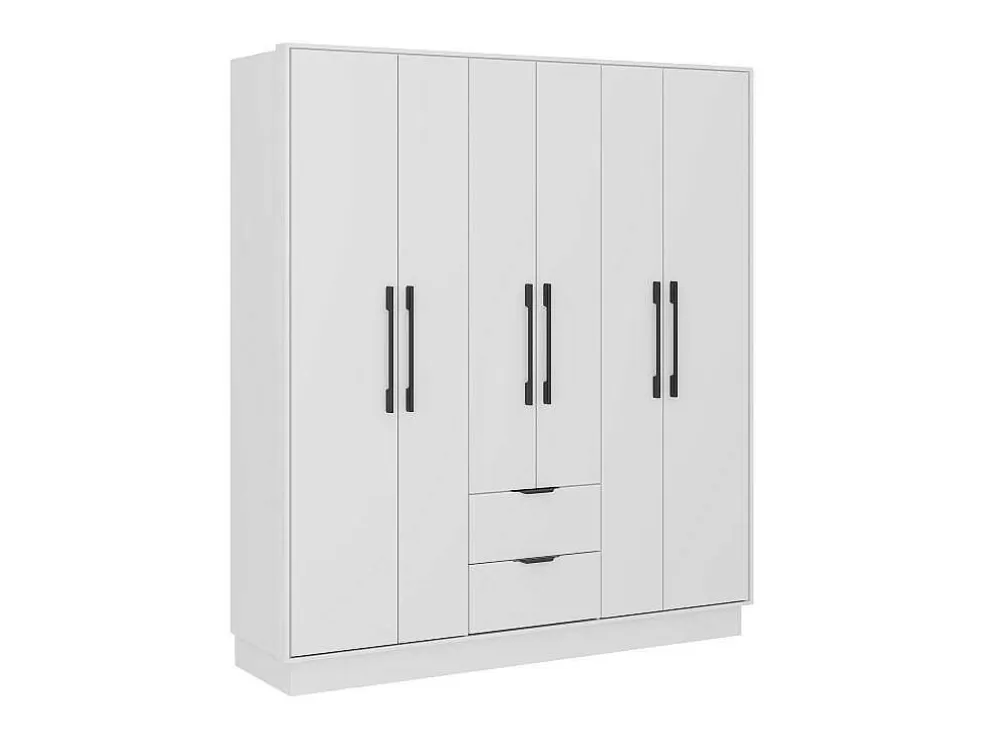 Vente-unique Guarda-Roupa 6 Portas E 2 Gavetas C162 Branco - Feova* Armário E Roupeiro