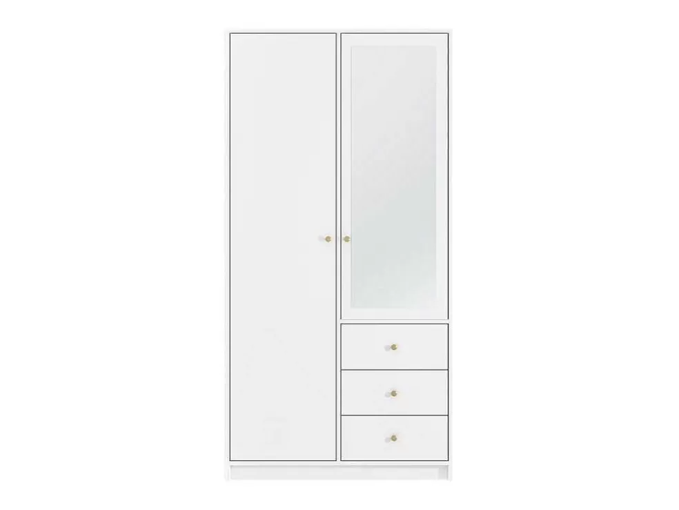 Vente-unique Guarda-Roupa 2 Portas E 3 Gavetas Com Espelho C100 Cm Branco - Notiari* Armário E Roupeiro