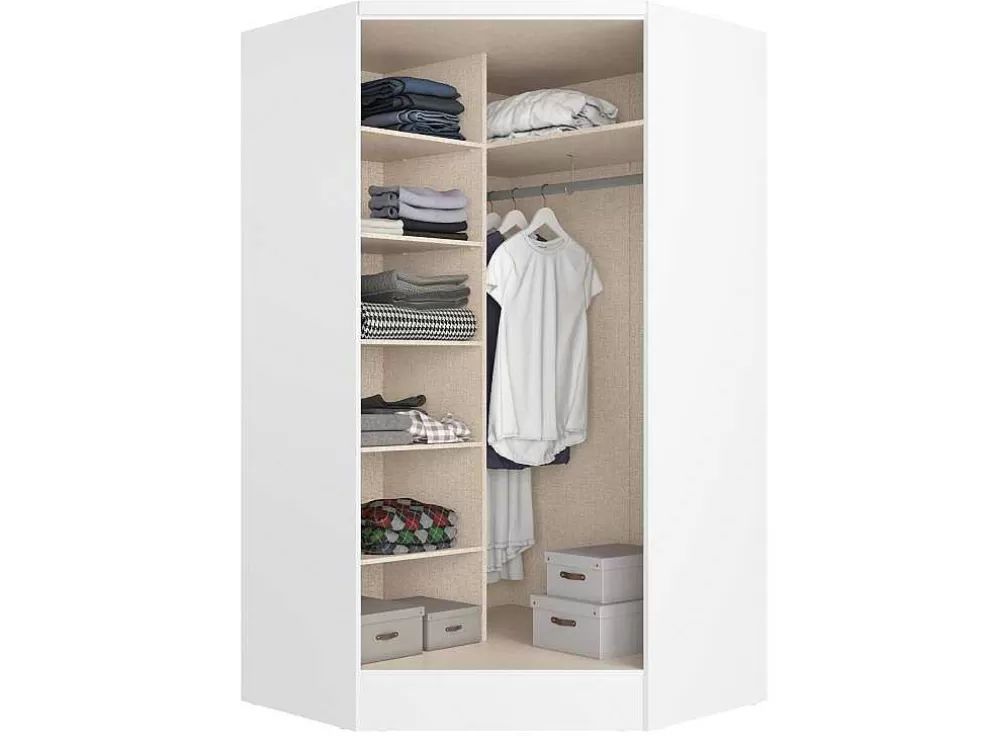 Vente-unique Guarda-Roupa De Canto Com 2 Portas C101 Cm Branco - Aurali* Armário E Roupeiro