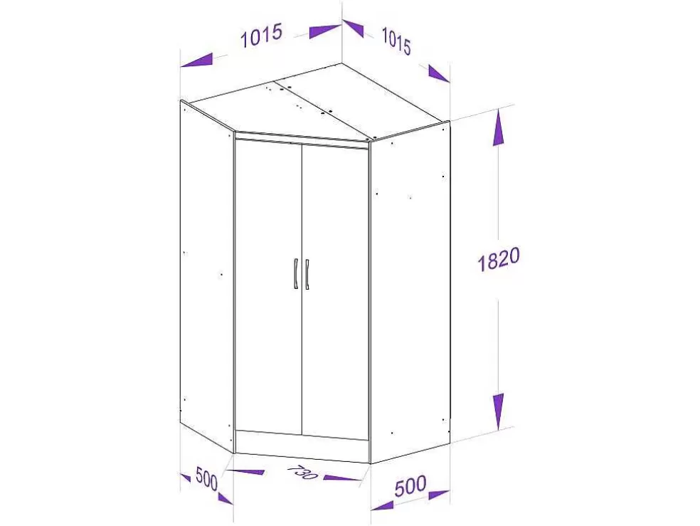 Vente-unique Guarda-Roupa De Canto Com 2 Portas C101 Cm Branco - Aurali* Armário E Roupeiro